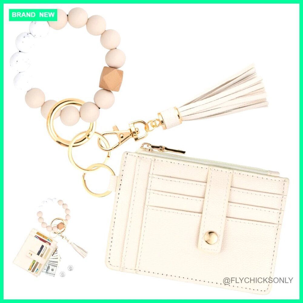 Slim RFID Blocking Wallet Keychain Wristlet with 8 Card Slots